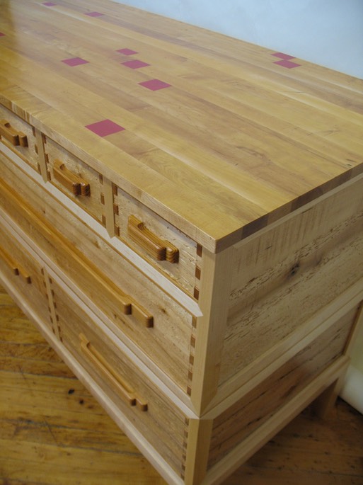 Sides & drawer fronts from buggy maple resawn beams